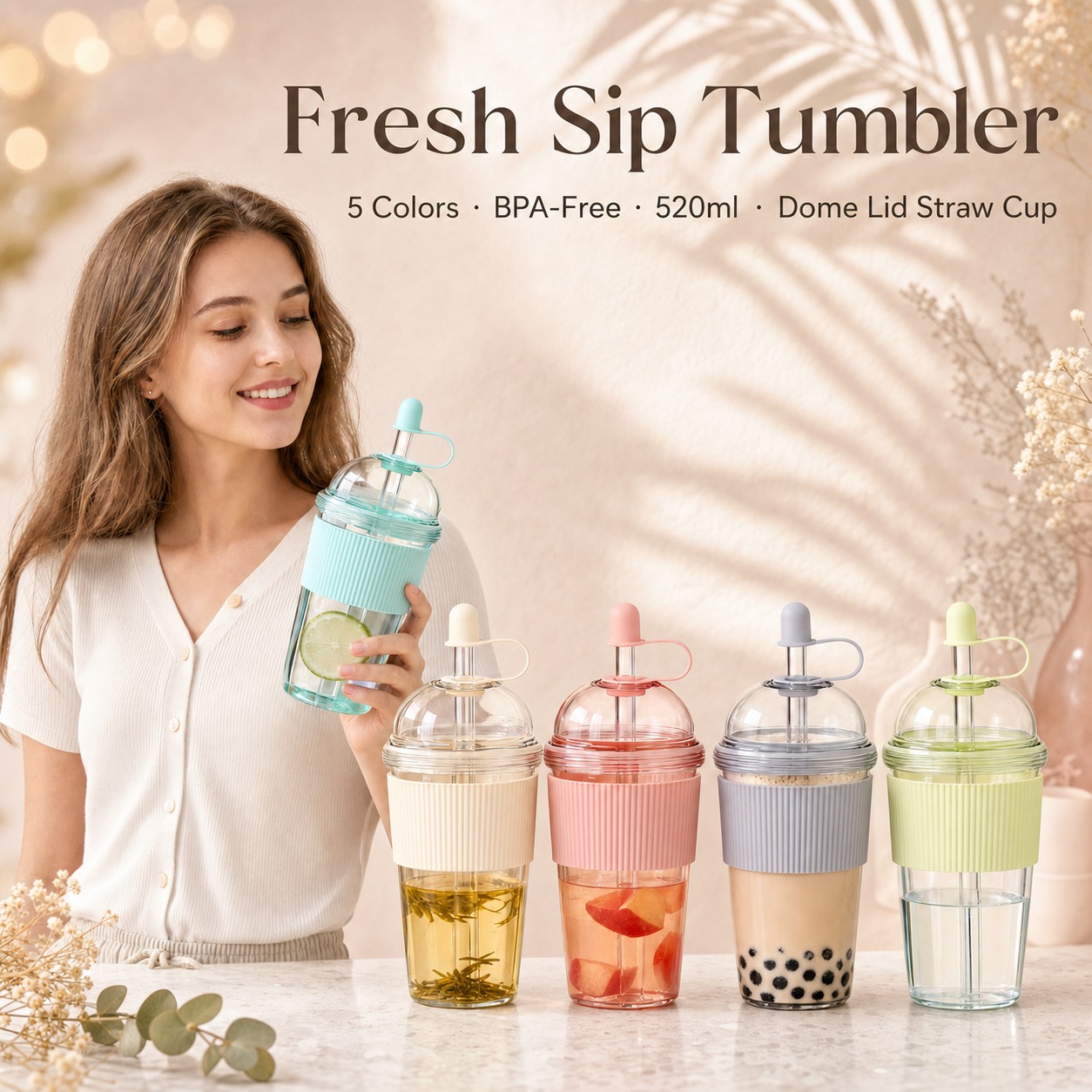 Coffee Jelly Tea - كوب محمول بسعة 520 مل مع