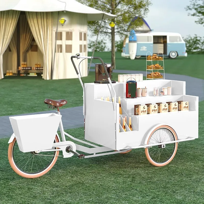 Coffee Tea Vendor - عربة عرض متنقلة ثلاثية العجلات، كشك