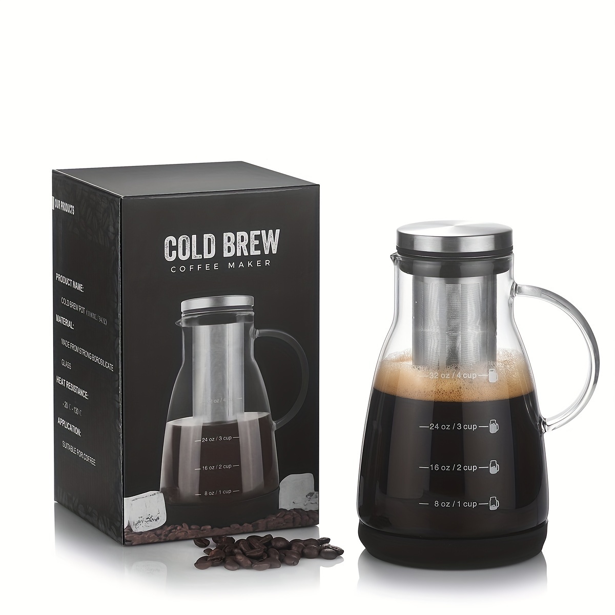 Coffee Tea Brew - إبريق زجاجي كلاسيكي سعة 24 أونصة