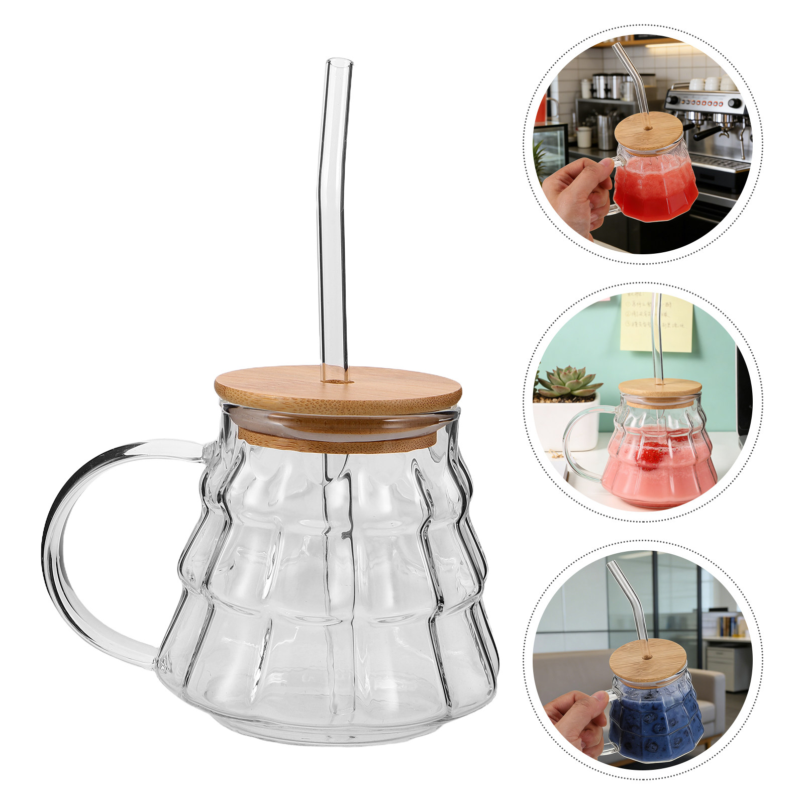 Coffee Tea Brew - كوب زجاجي شفاف من البوروسيليكات للحليب