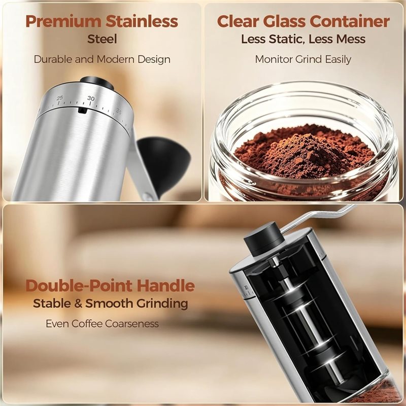 مطحنة قهوة يدوية صغيرة ABUG مع - مراجعة Burr Hand Grinder وسعره