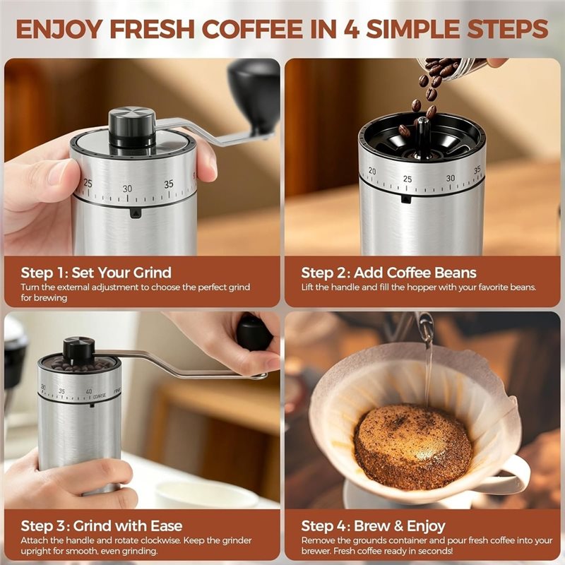 مطحنة قهوة يدوية صغيرة ABUG مع - مراجعة Burr Hand Grinder وسعره